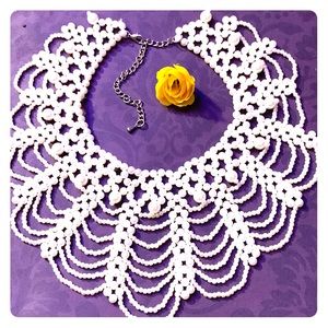 Beaded pearl choker necklace